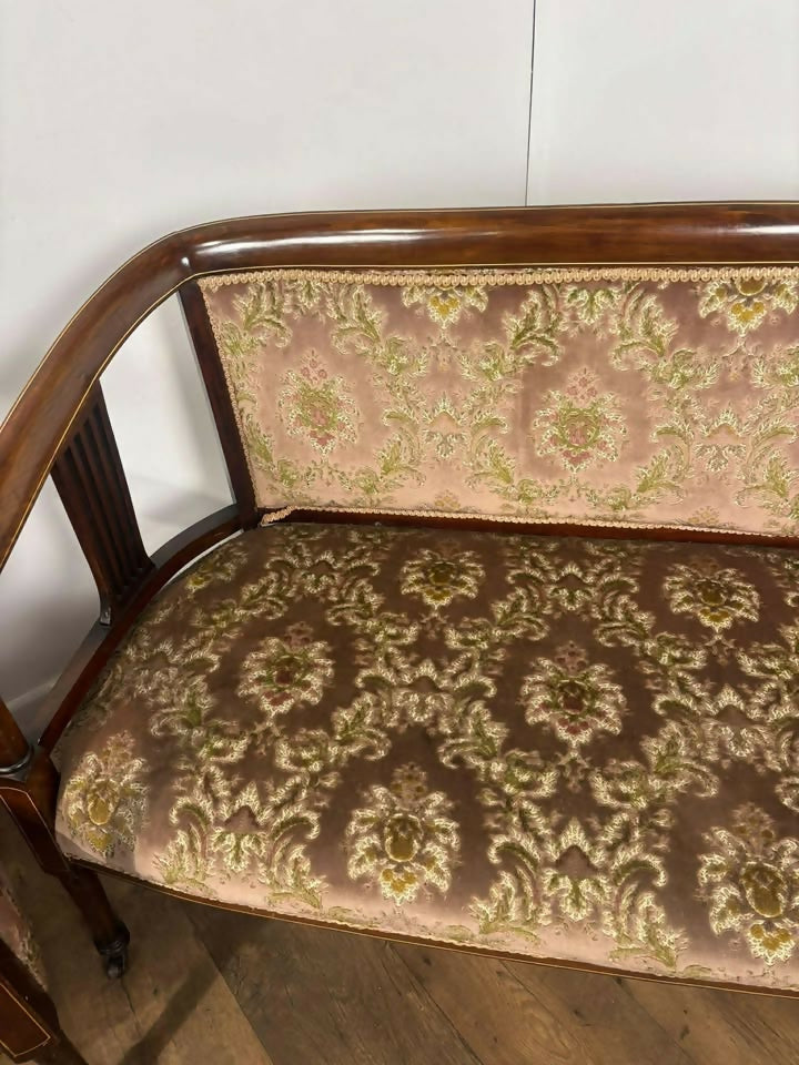 Edwardian Mahogany Inlaid Three Piece Salon Suite