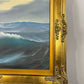 Oil on Canvas Seascape Painting – Signed “Sauli” – Ornate Gilt Frame