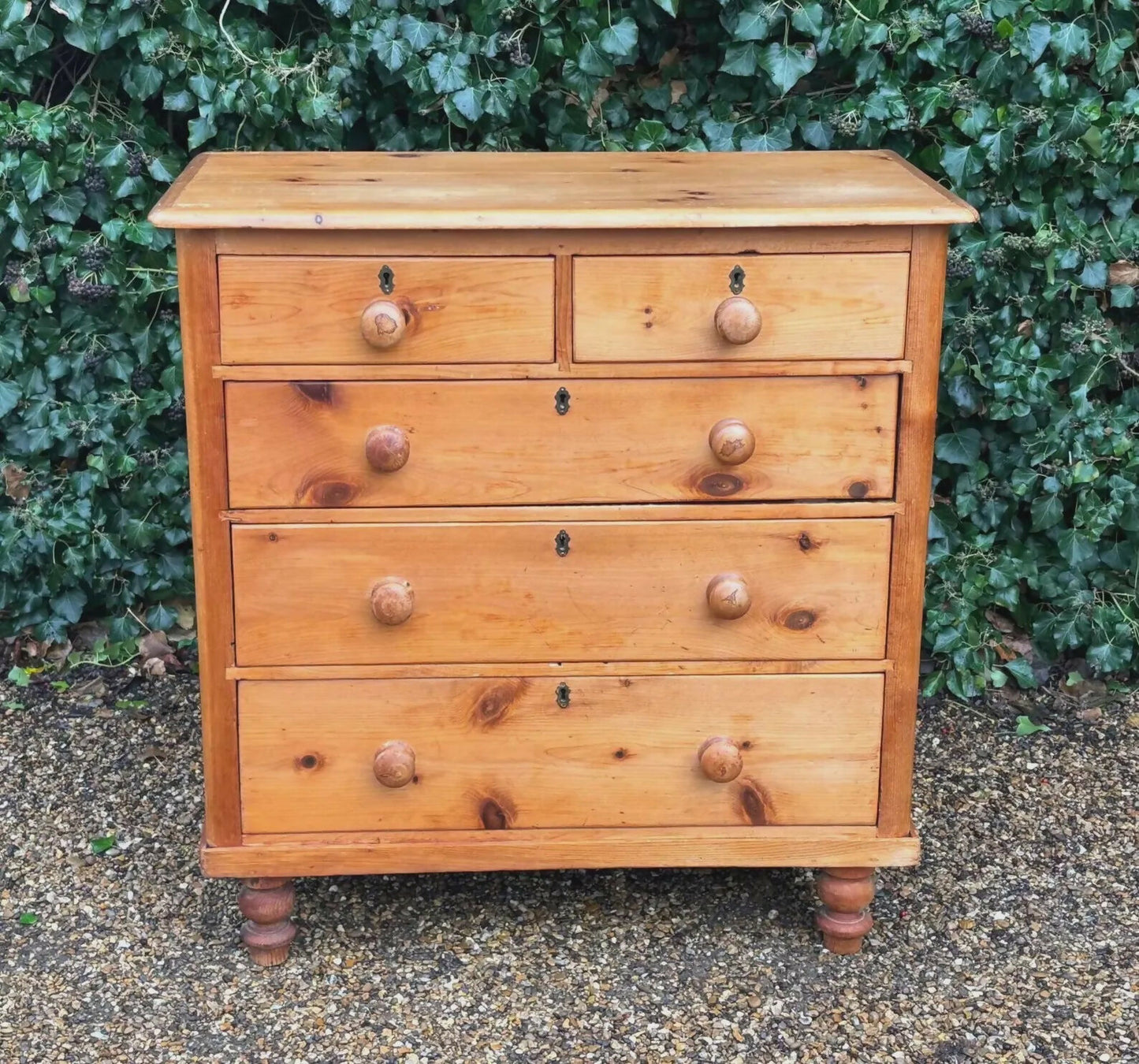 Vintage Victorian Tall Pine Chest Of Drawers