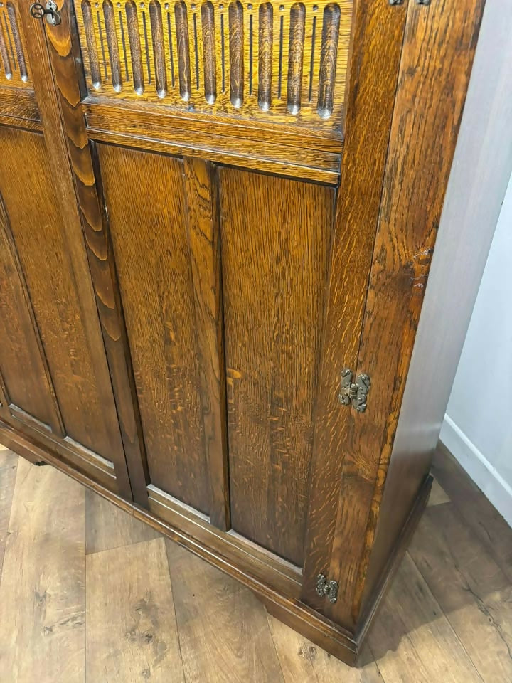 Vintage Oak Priory Style Double Wardrobe by Locks of London