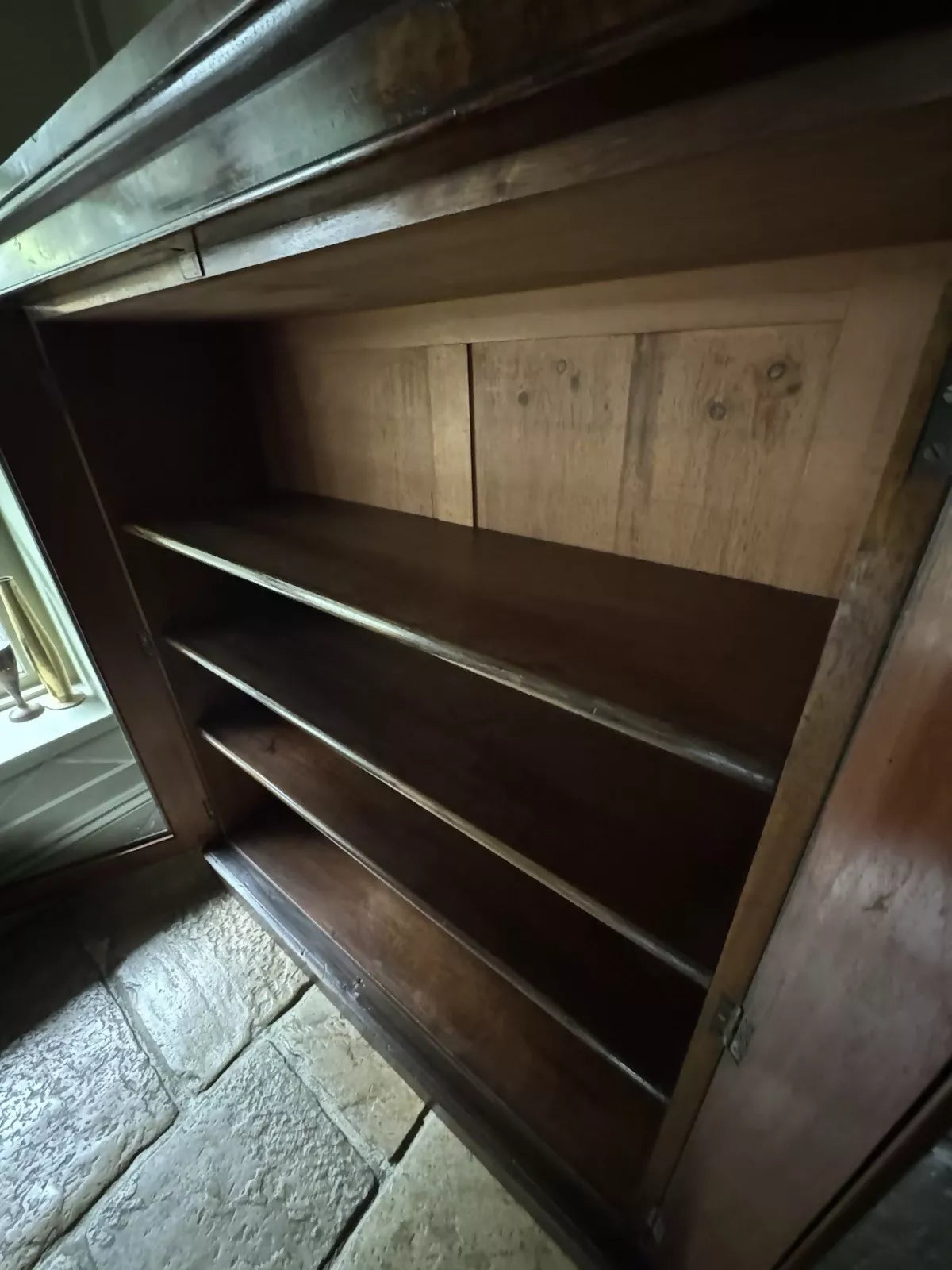 Vintage Victorian Burle Walnut Display China Bookcase Glazed Cabinet