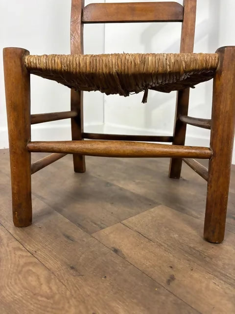 Antique Beech Rush Seat Prayer Chair