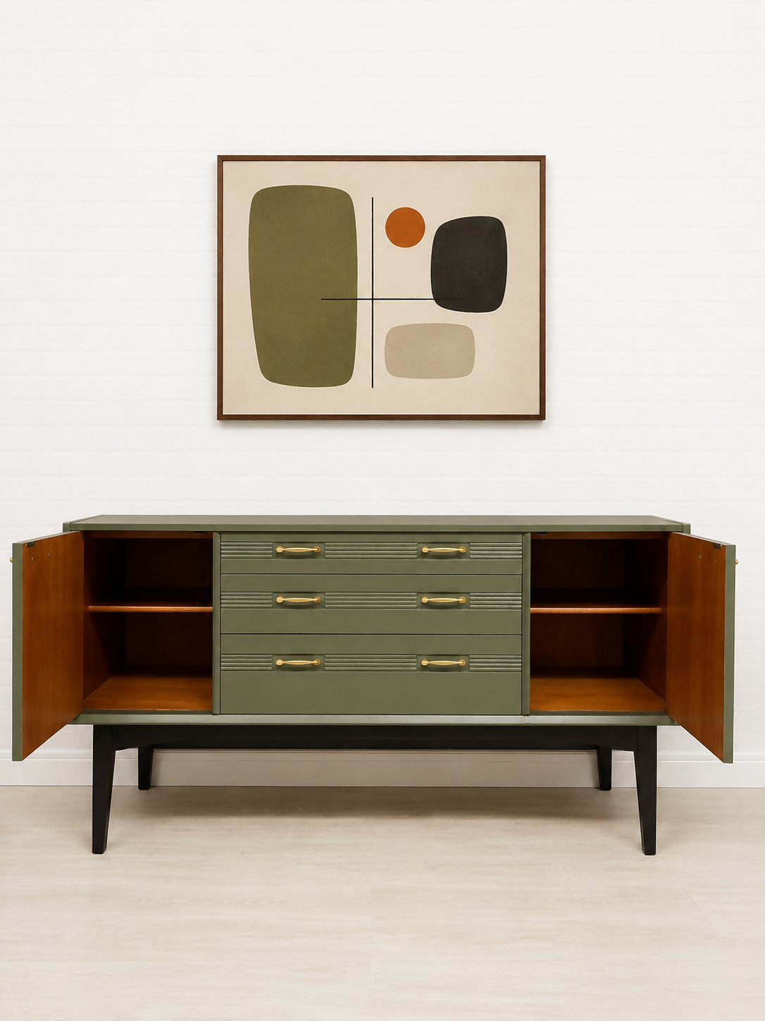 Mid Century 1960s Retro Sideboard Teak Vintage Olive