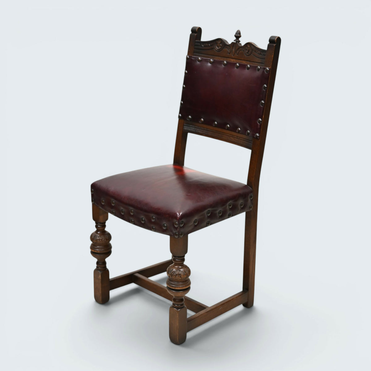 8 Old Charm Dining Chairs Studded Leather Upholstery Light Oak FREE UK Delivery*