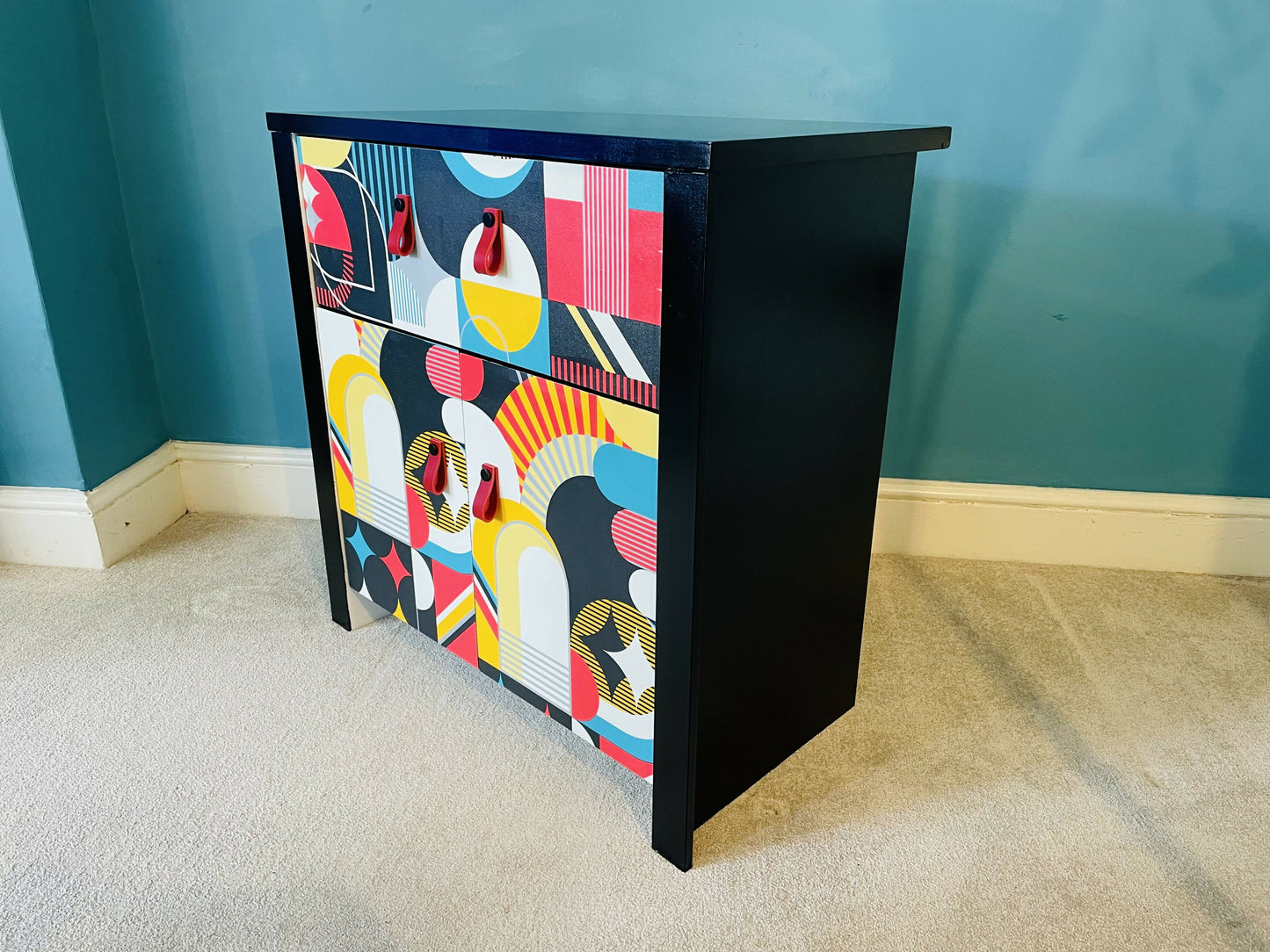 Muti-coloured Cabinet with Drawer and Cupboard