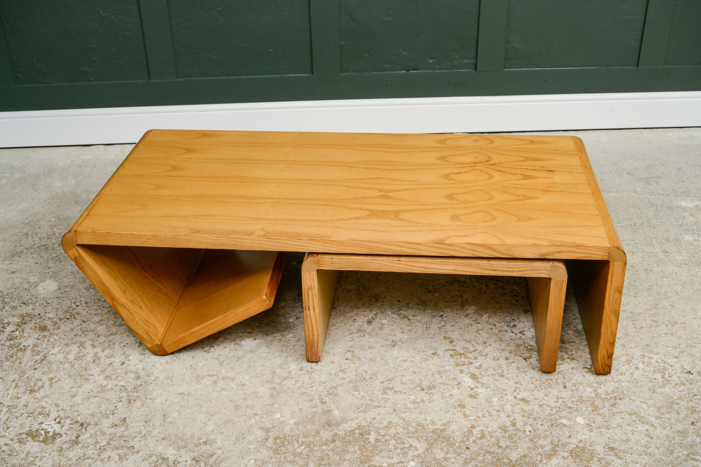 MCM Coffee Table with Nesting Table - Paperclip Design - 1970s Dutch? Oak or Ash
