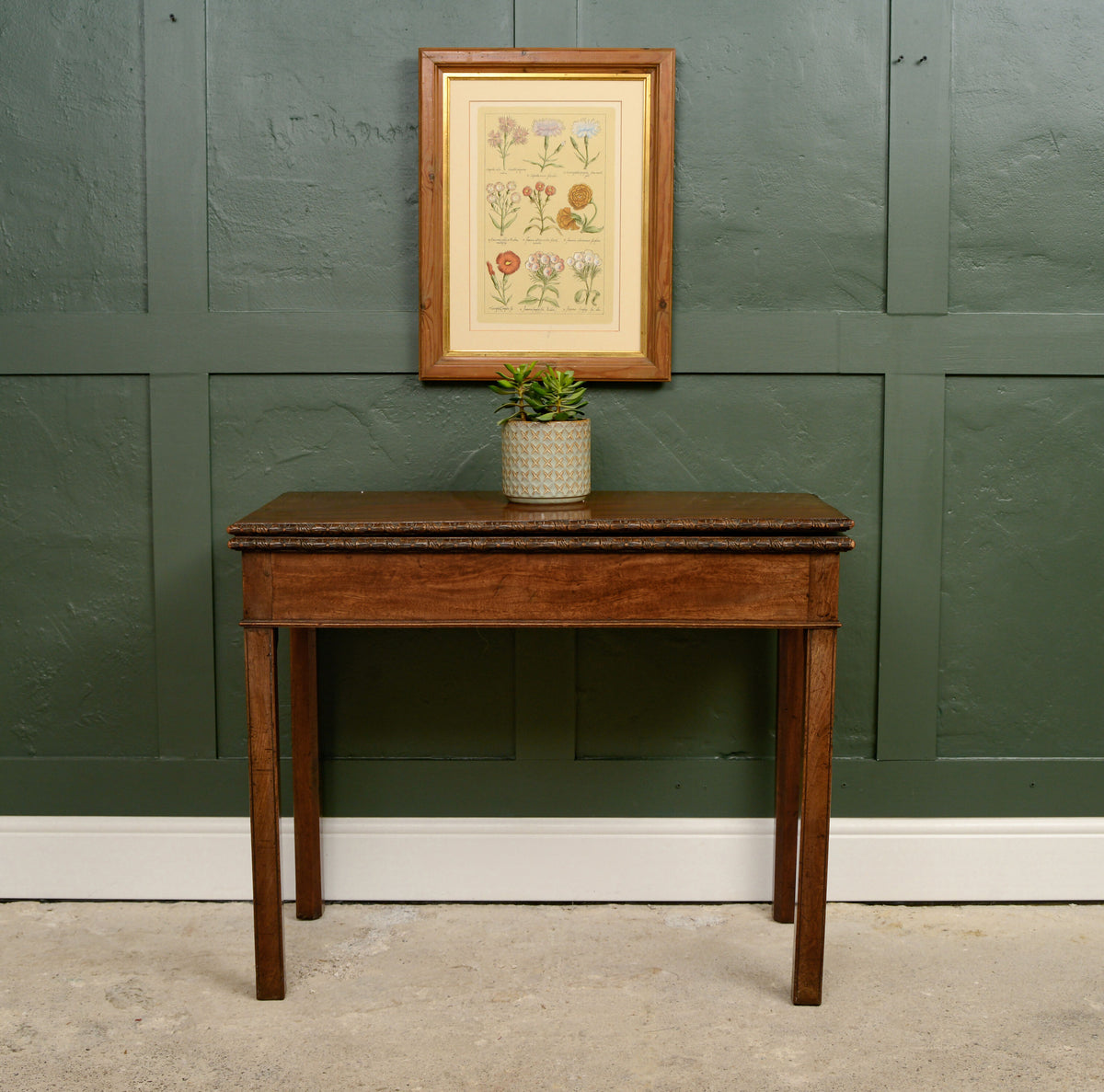 Antique Mahogany Fold Over Tea Table - Games Table - Console Table