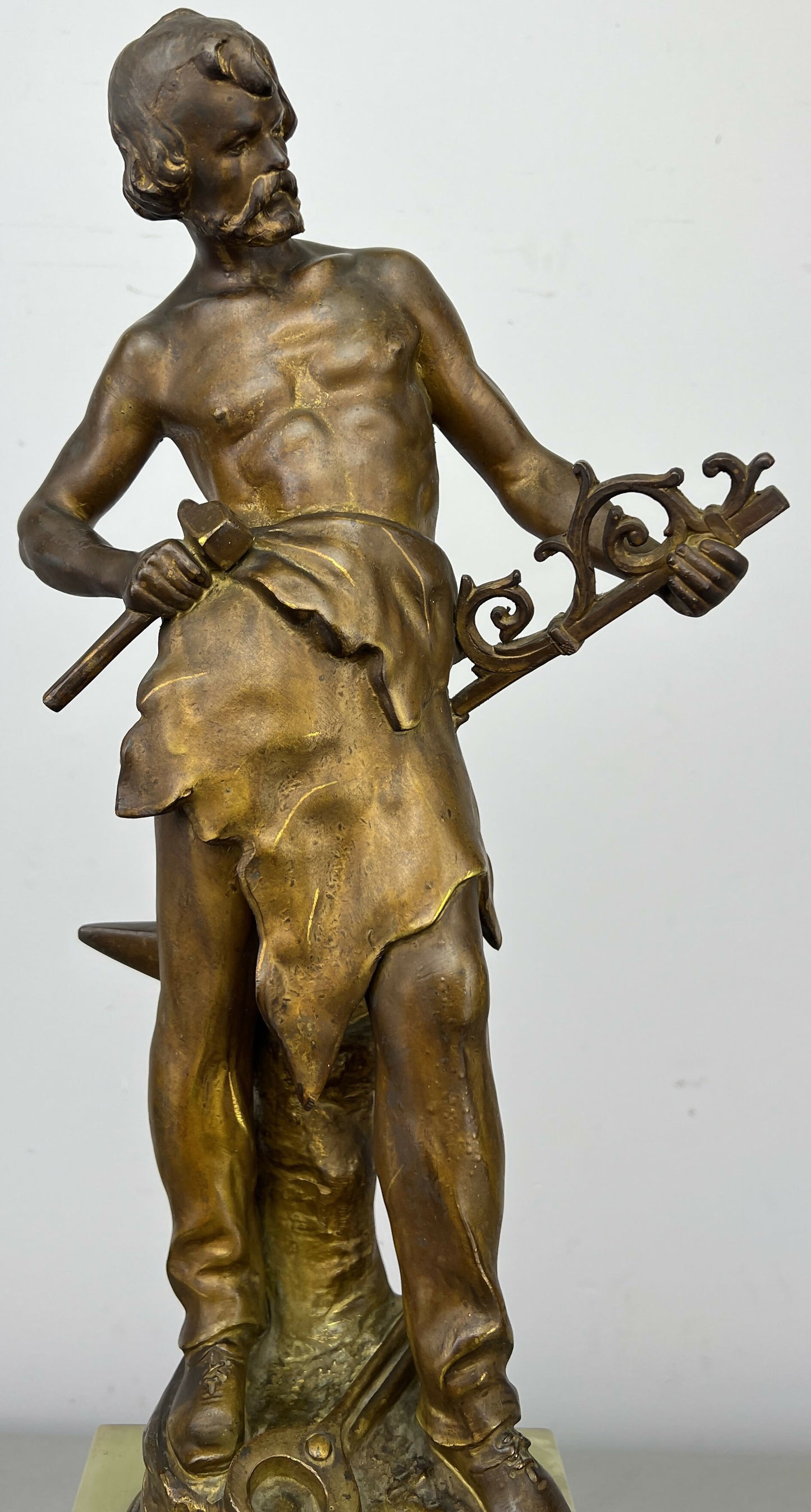 Clock Antique French Ornate Figural Marble Forgeron Mantel Clock LOT 6479