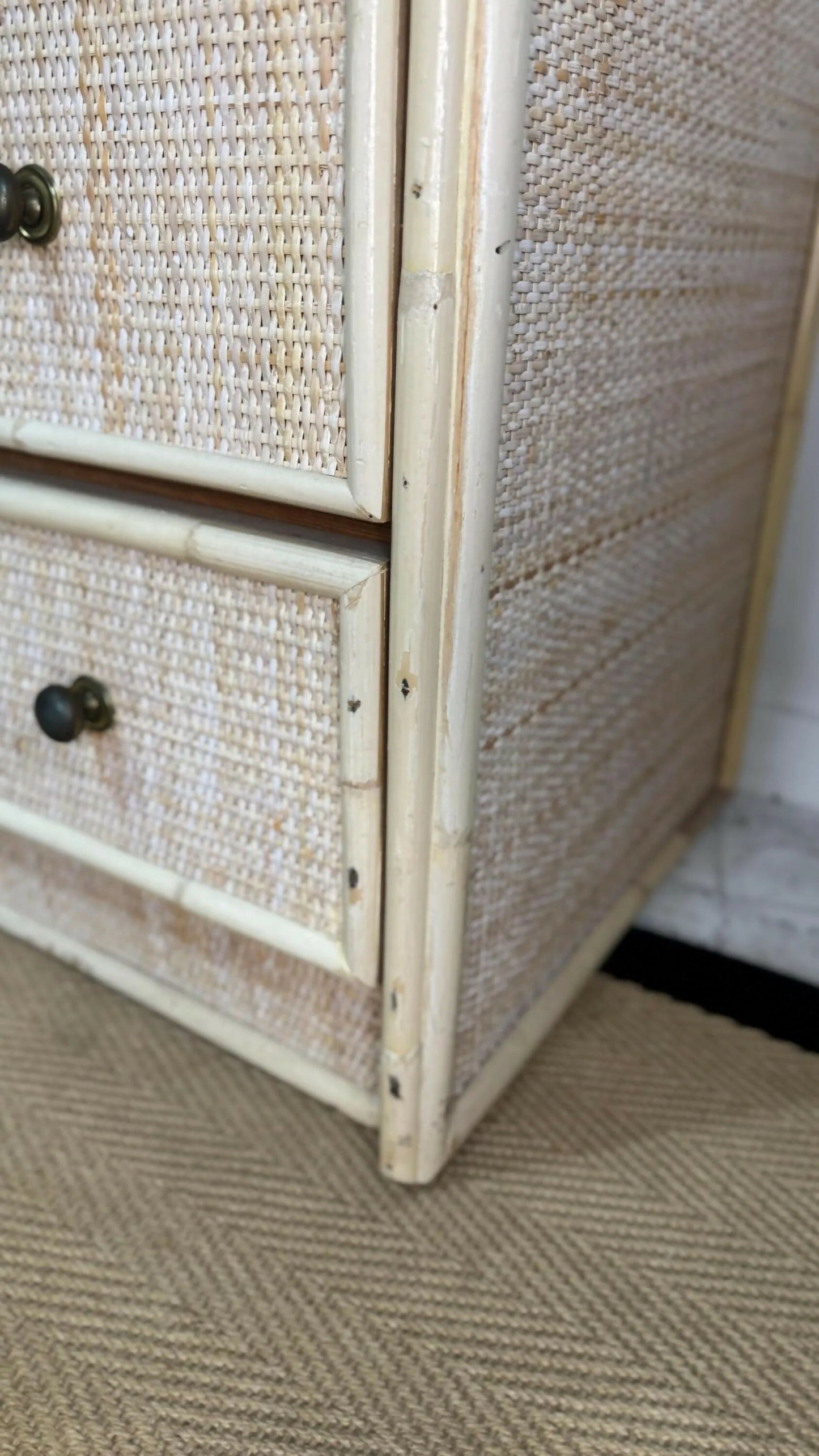 Mid century retro vintage chest of drawers wicker
