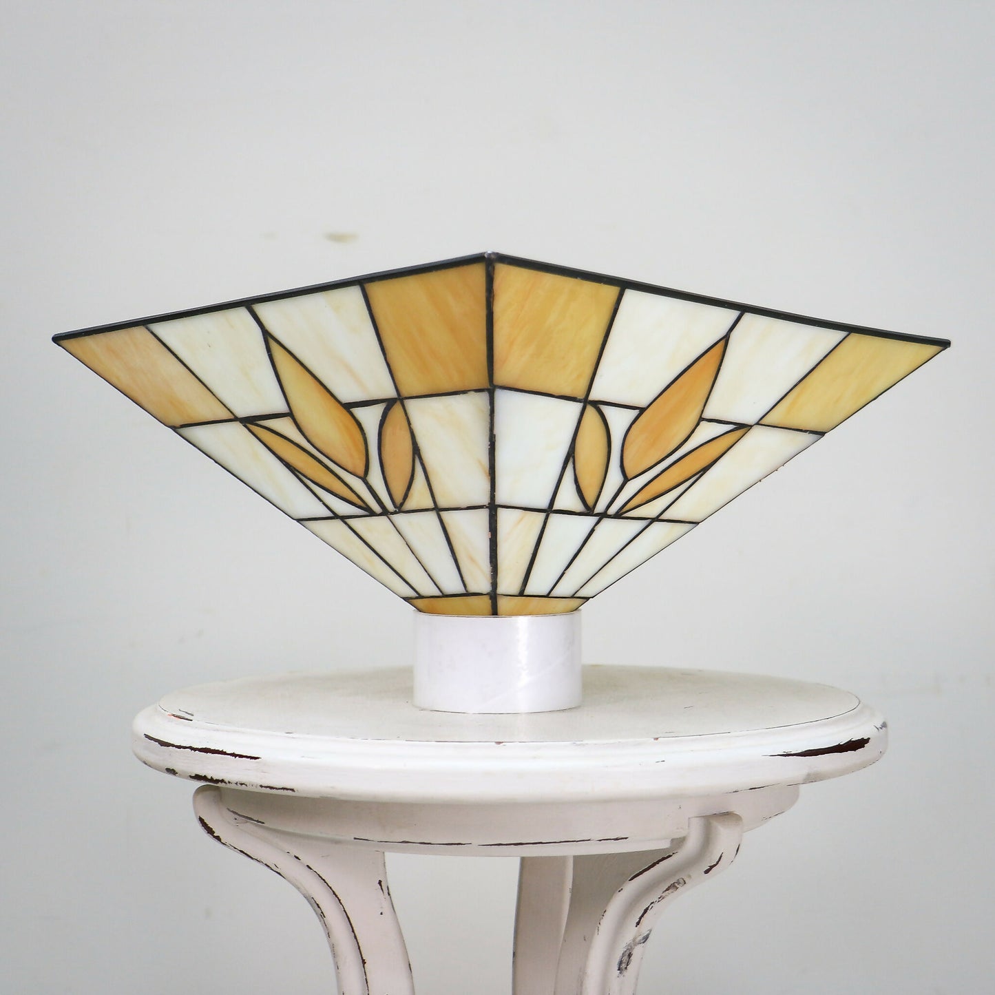 Art Deco Tiffany style Pendant Lampshade Gold and White.