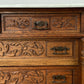 Chest of Drawers Antique French Style Oak Marble Top Carved Cabinet LOT 6450