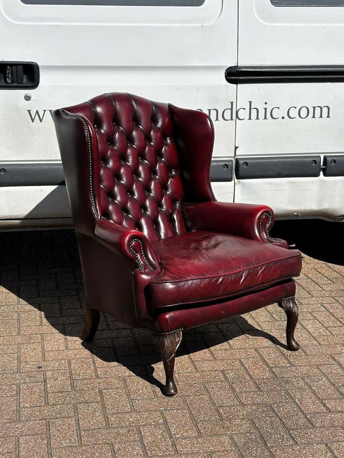 Red Leather Chesterfield Buttoned Back Armchair