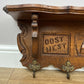 Coat Rack Vintage French Oak Wall Mounted 5 Hooks Carved Rack Hanger LOT 6303