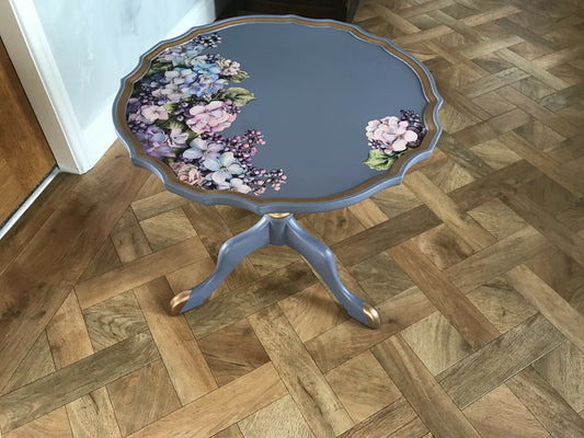 Vintage Side Table with Floral Decoupage