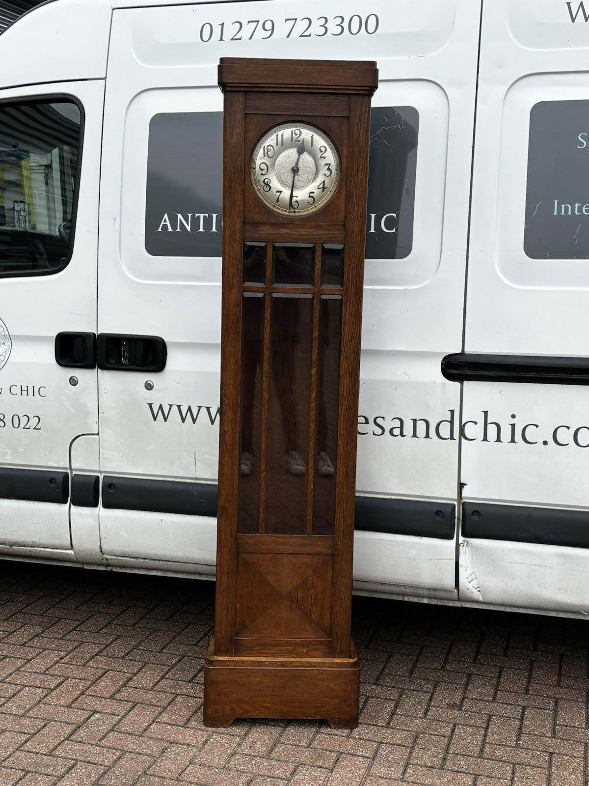 Art Noveau Oak Grandfather/ Vintage Longcase Clock