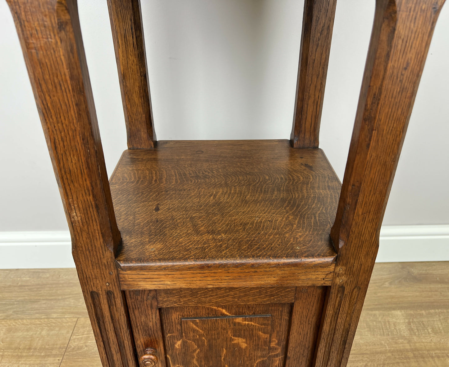 Bedside Table Antique French Style Marble Top Oak Cabinet Nightstand LOT 6236