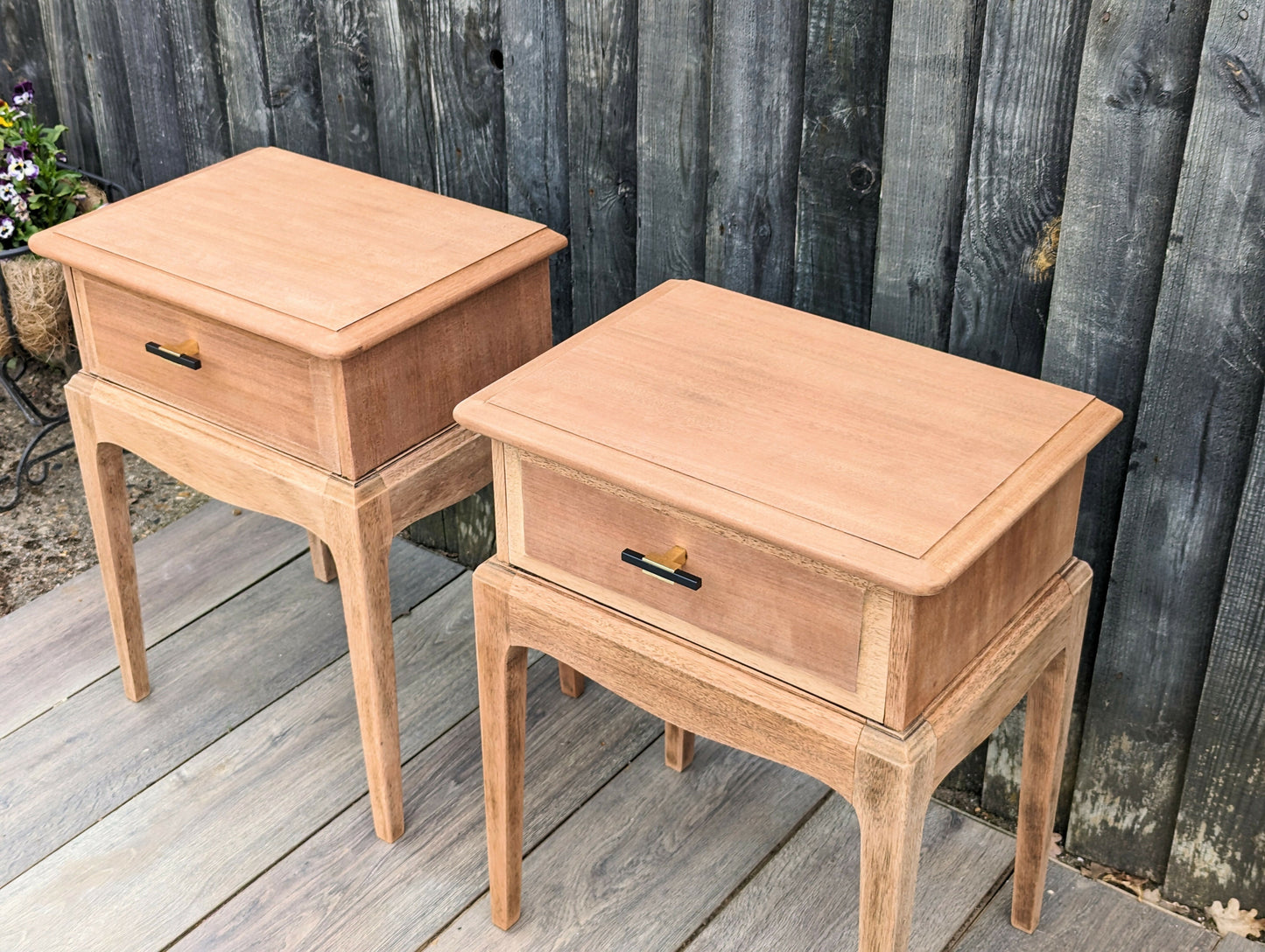 Stag minstrel bedside tables/ Pair vintage retro bedside cabinets/ weathered wood bedside tables/Stag bedroom furniture