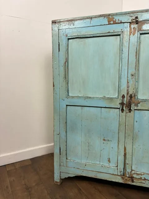 Rustic Reclaimed Wooden Light Blue Cupboard