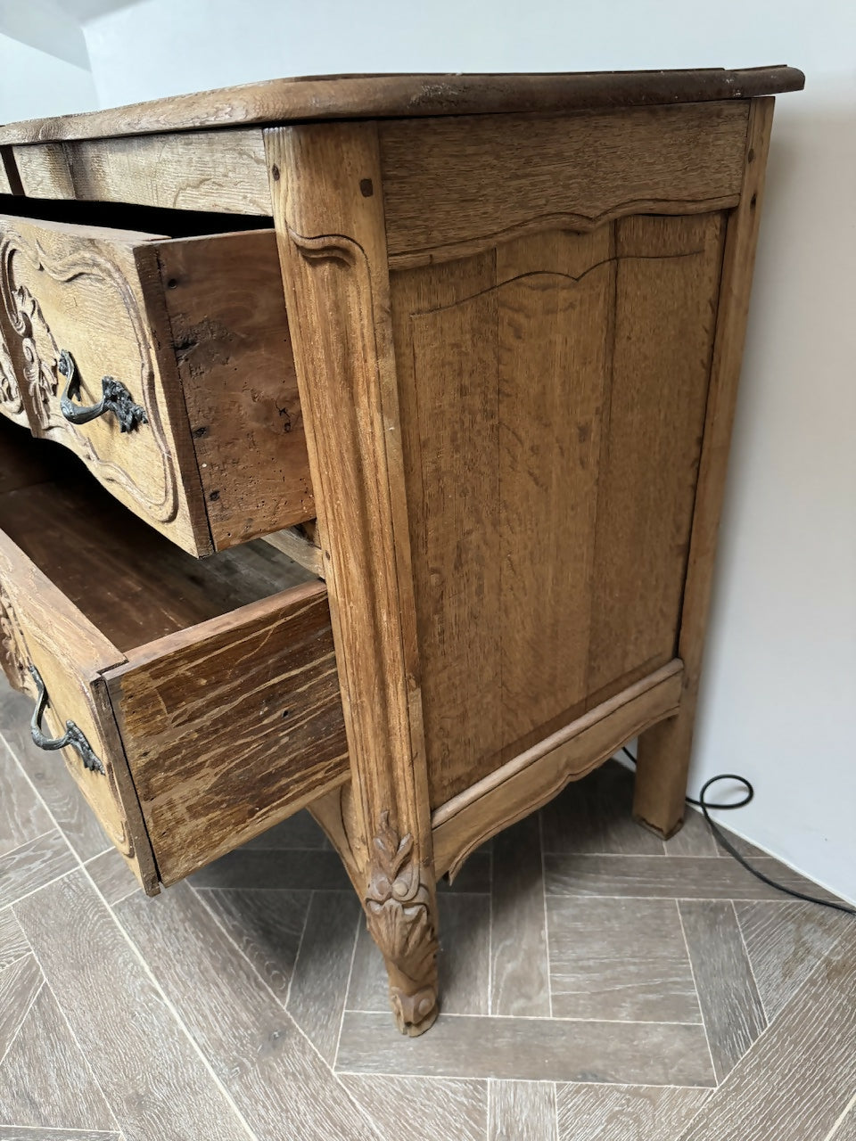 French Bleached Oak Commode Chest of Drawers