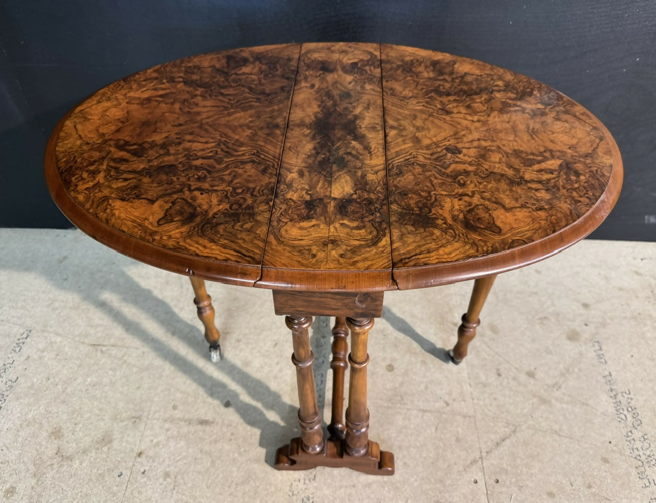 Rare Burr Walnut Miniature Sutherland Table