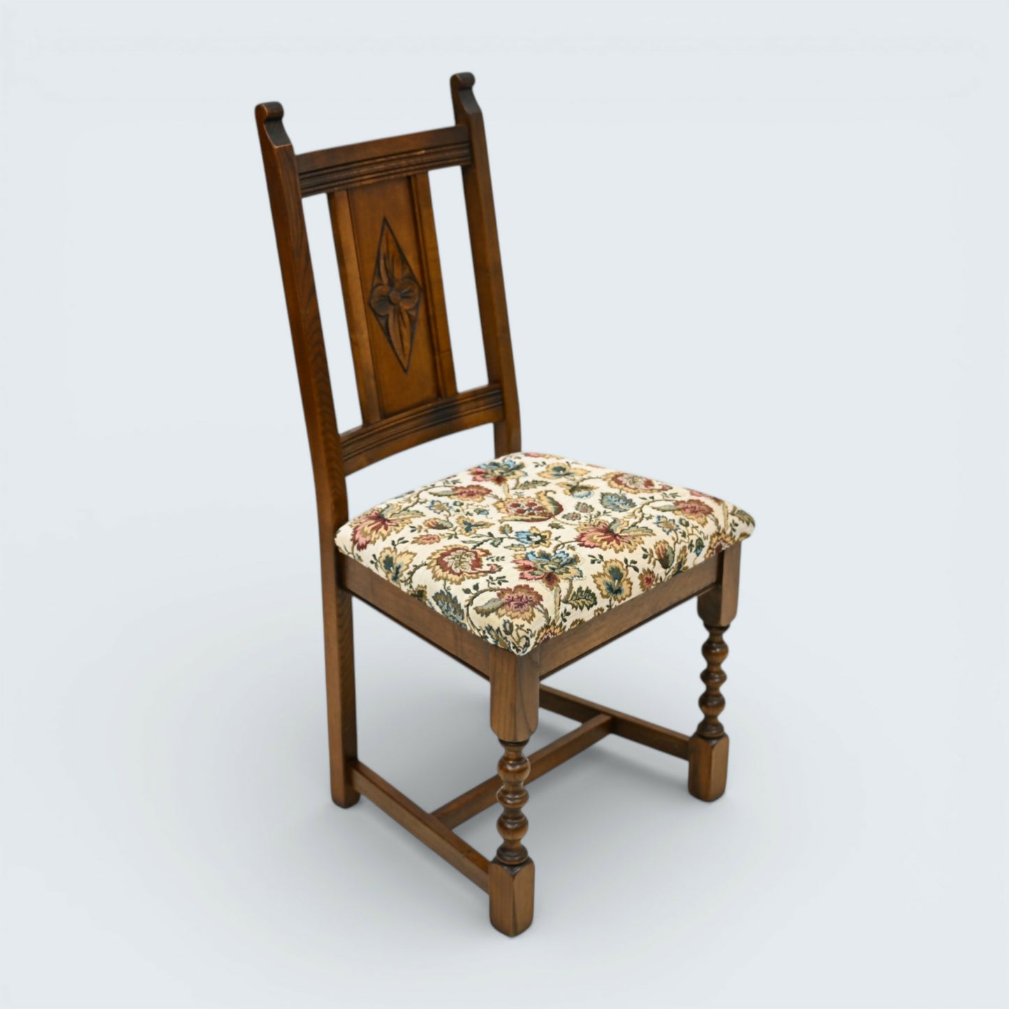 6 Yorke Old Charm Dining Chairs Trellis Fabric Light Oak Frames FREE UK Delivery