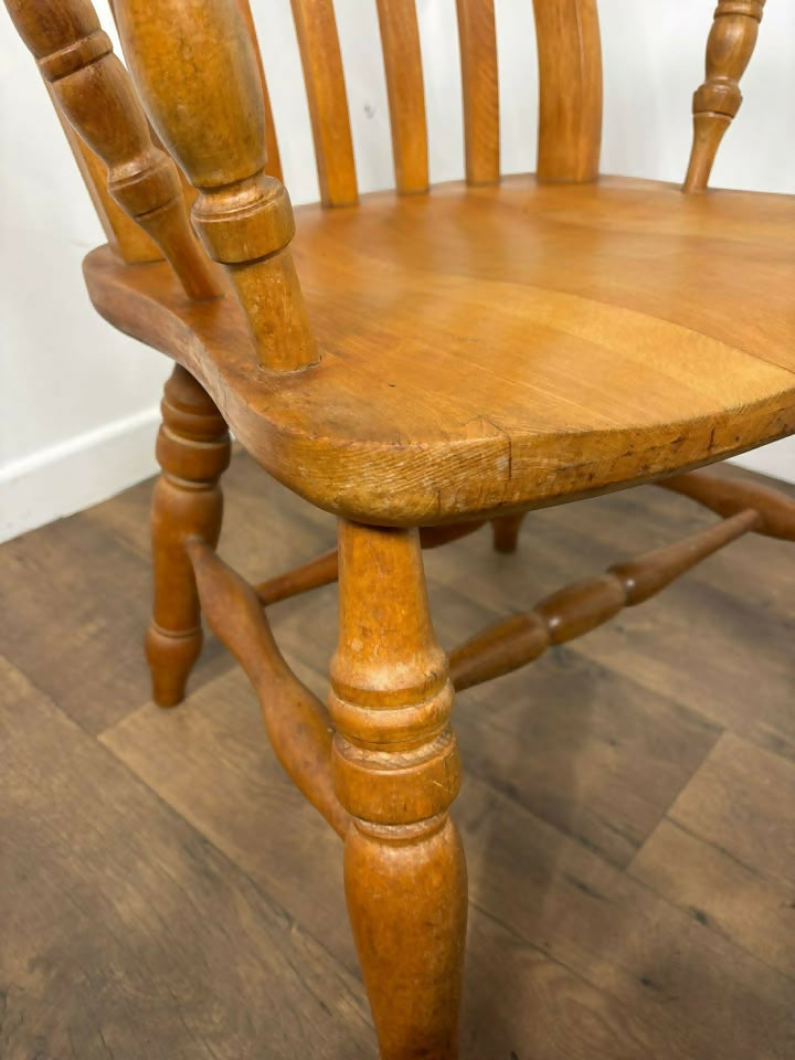 Rustic Beech Slat Back Grandfather Armchair – Country Style