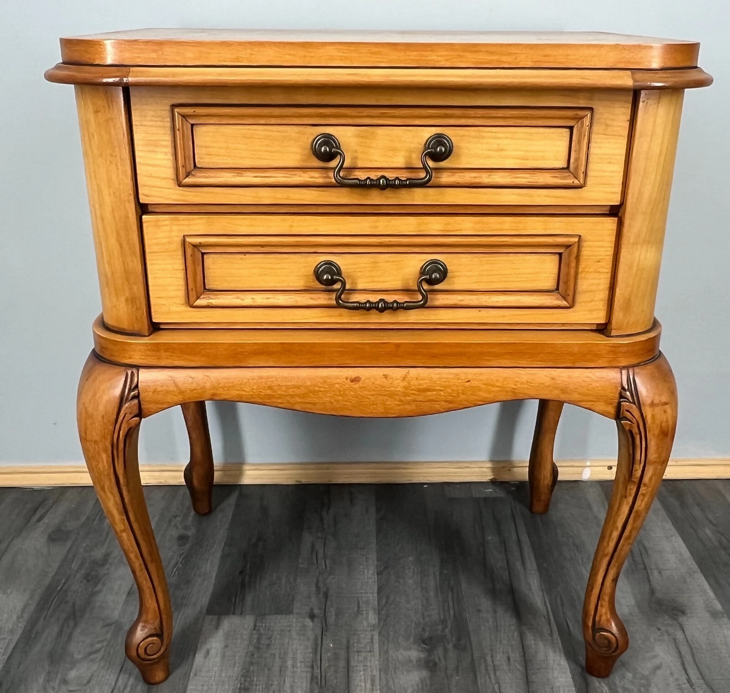 Bedside Table Vintage French Louis XVI Nightstand 2 Drawers Cabinet LOT 3586