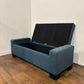 Modern Blue Upholstered Storage Ottoman Bench