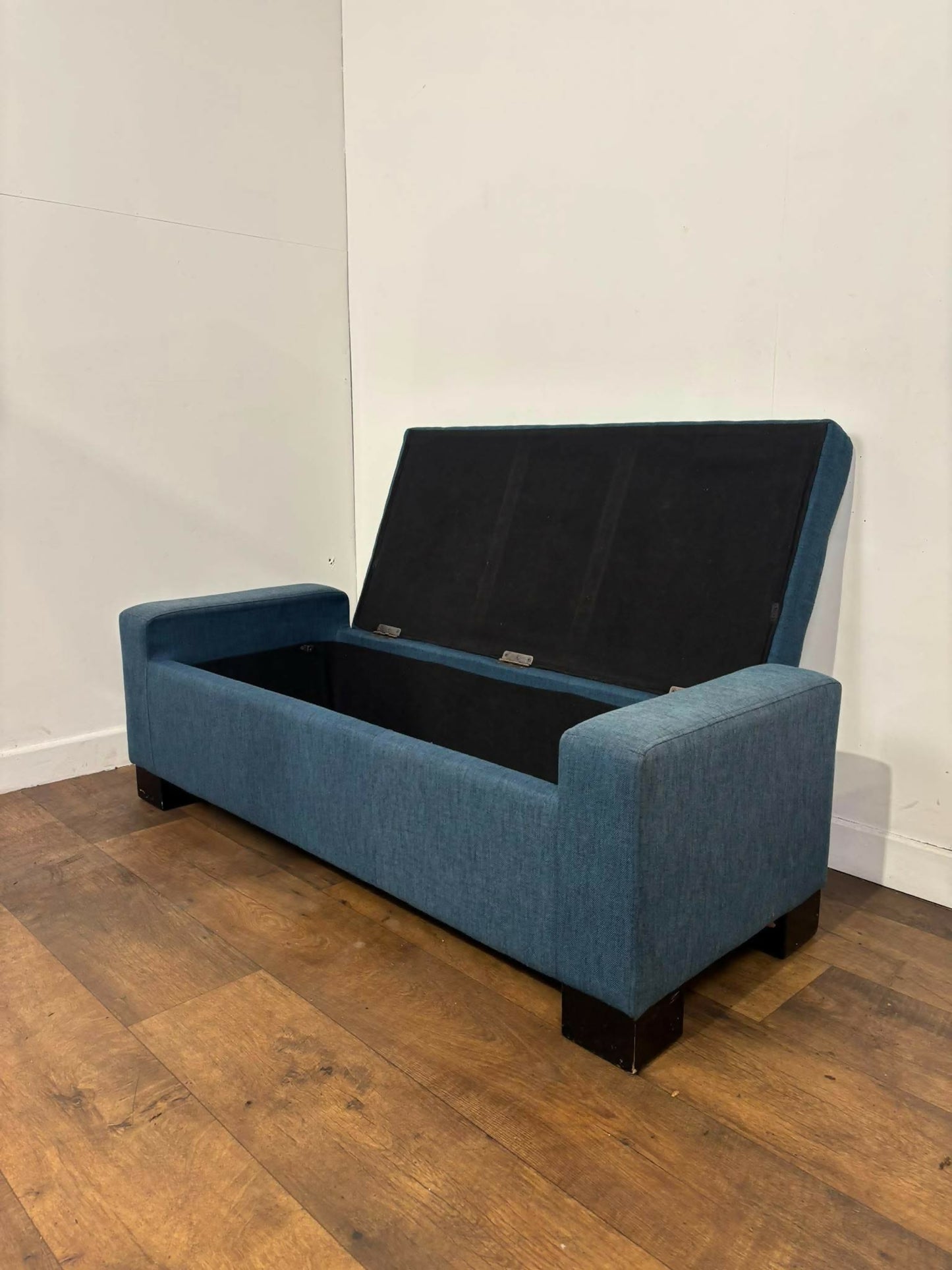 Modern Blue Upholstered Storage Ottoman Bench