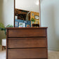 Peppler Furniture Co. 'The Hanover Line' Three Drawer Dresser & Mirror In Figured Walnut – Canada, C. 1960s