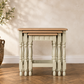 Vintage Oak Floral Nest of Three Tables | Hand Painted Upcycled Sage & Cream Nesting Tables