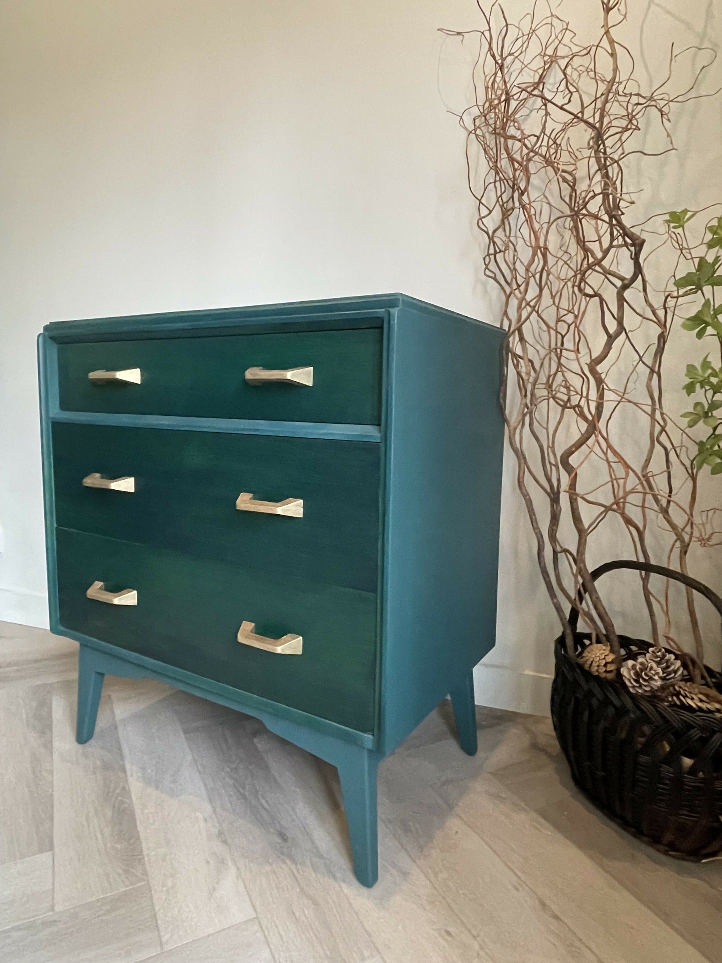 Mid Century Chest Of Drawers, Green and Teal