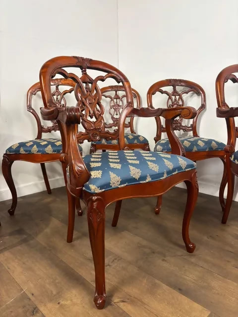 Set of Six Reproduction French Style Mahogany Dining Chairs