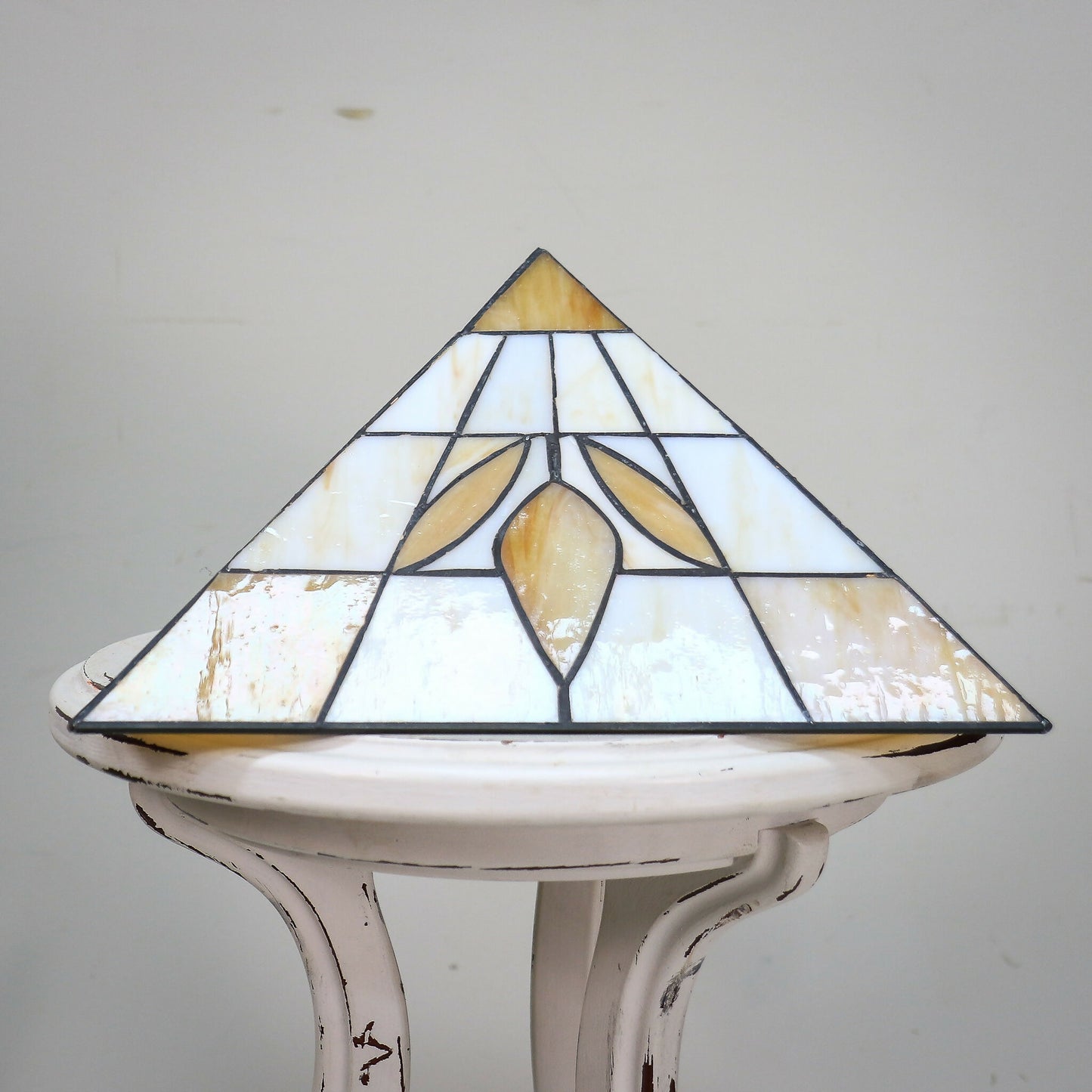 Art Deco Tiffany style Pendant Lampshade Gold and White.