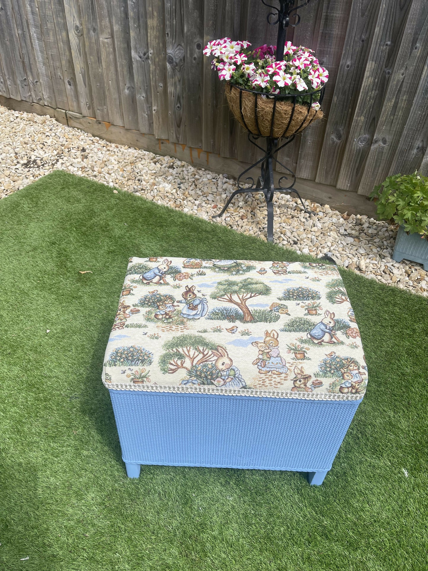 Peter Rabbit bijou Ottoman - blue paint foam and interliner all new