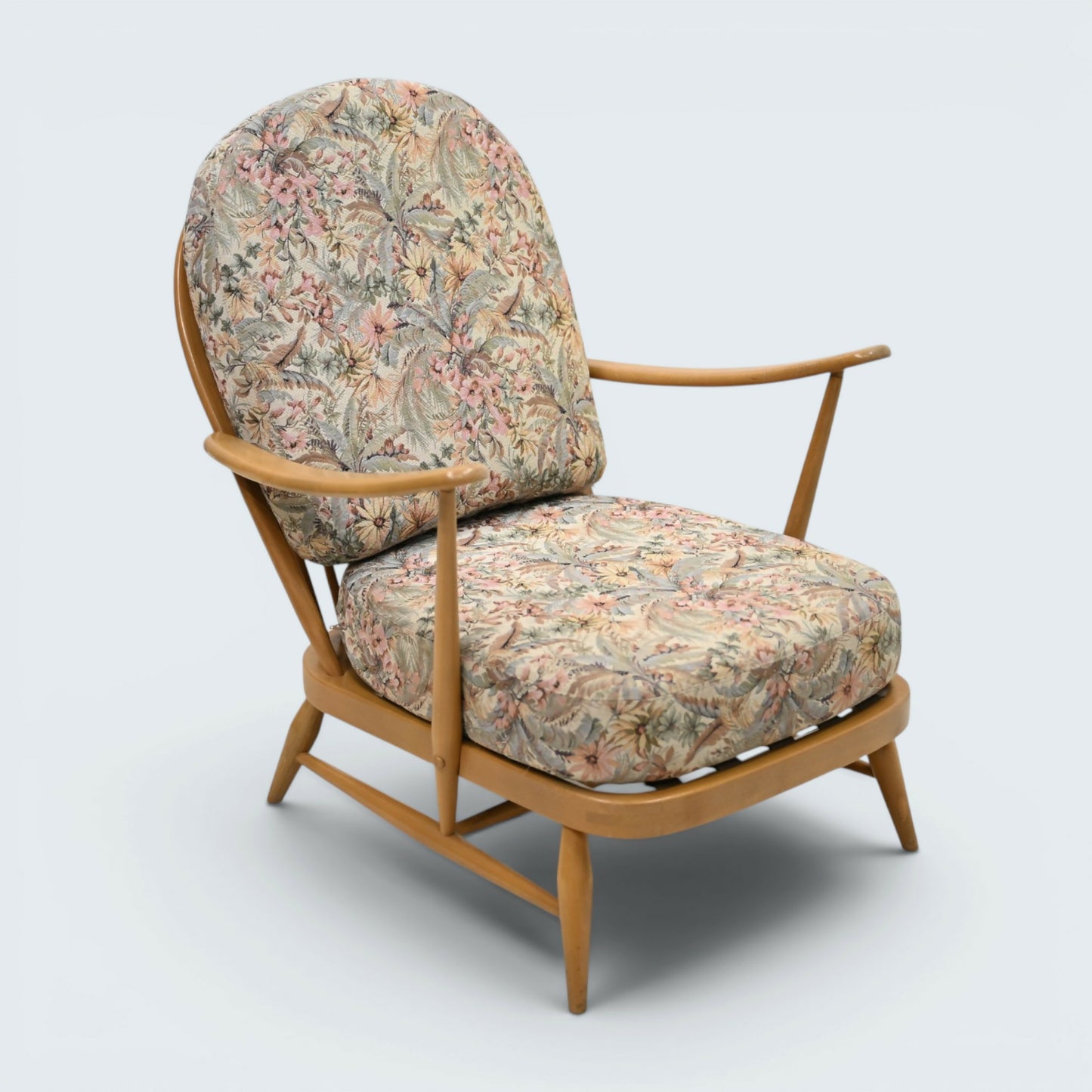 Ercol Windsor Easy Chair Model 203 1970s Blue Label Light Finish FREE Delivery*