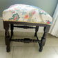 Footstool Vintage Oak Seat. Stool Restored Reupholstered in Linwood Linen