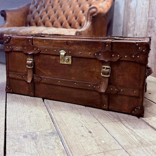 Belting Leather Coffee Table, Leather Chest