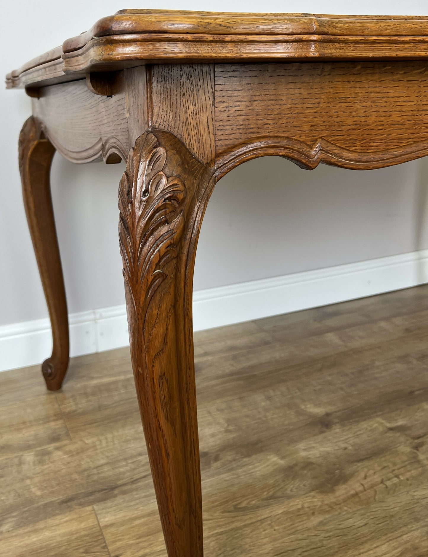 Dining Table Vintage French Louis XVI Carved Oak Extendable Table LOT 6357