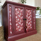 Cabinet Refinished in Red with Floral Decoupage