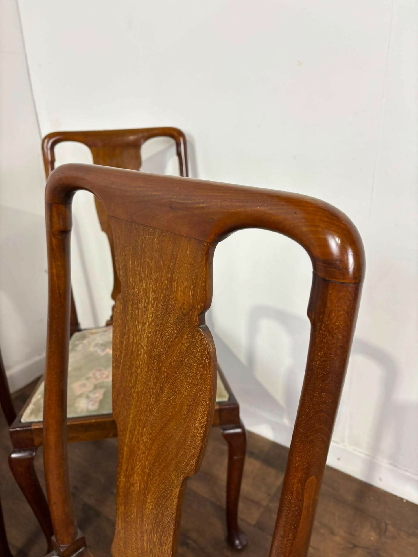 Set of Four Vintage Mahogany Dining Chairs Including Carver