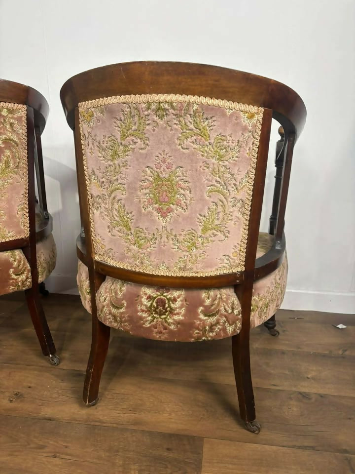 Edwardian Mahogany Inlaid Three Piece Salon Suite