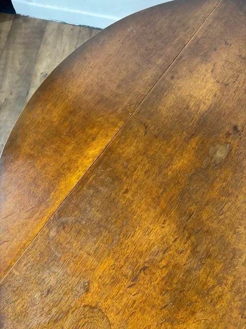 Vintage Round Oak Drop Leaf Dining Table