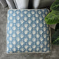 Footstool Pouffe Ottoman square on 4 feet Reupholstered in a High End Belgium Linen