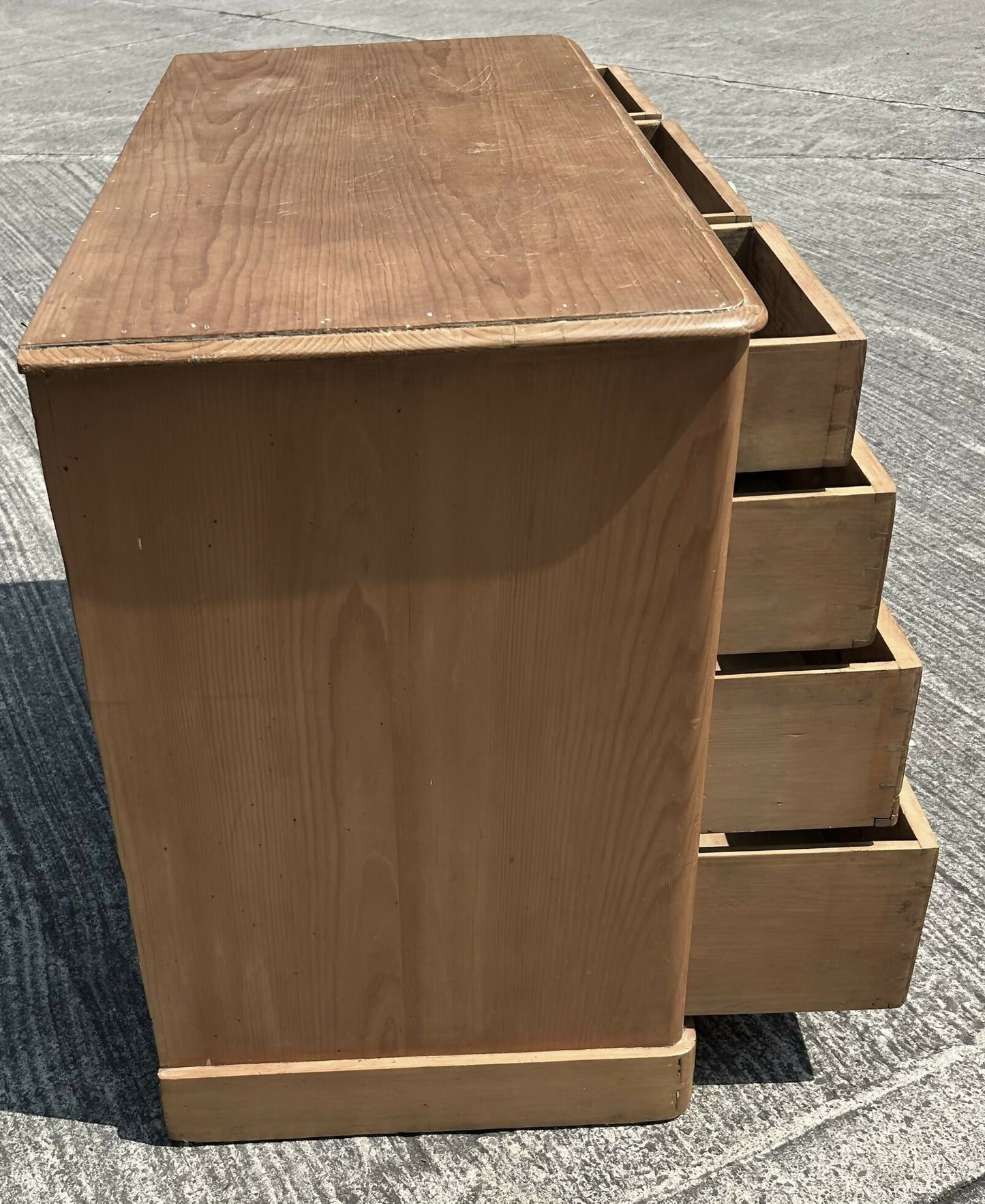 Antique Victorian Pine Kneehole Writing Office Desk With Central Cupboard