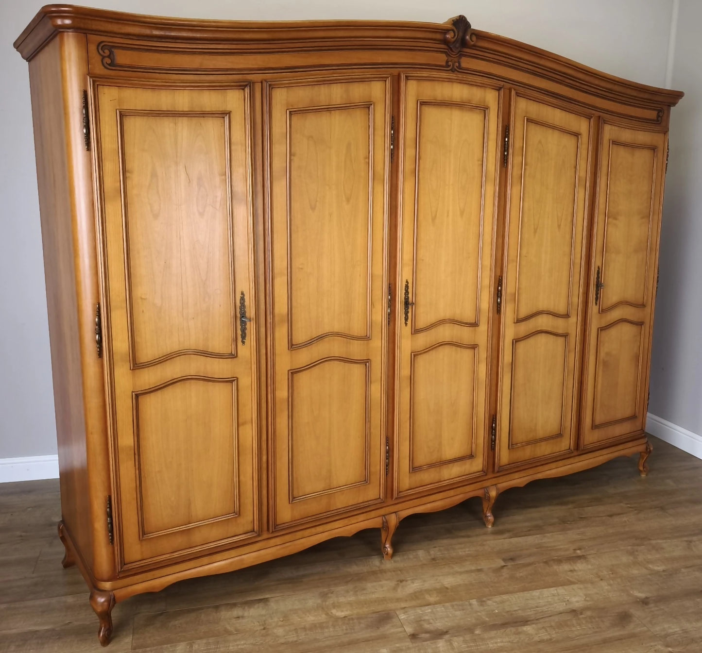 Wardrobe Vintage French Louis XVI Style Five Door Carved Armoire LOT 4990