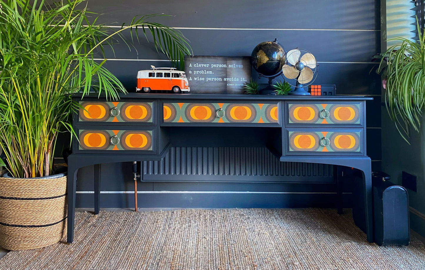 Desk By Stag, Dark Grey Retro 1970s