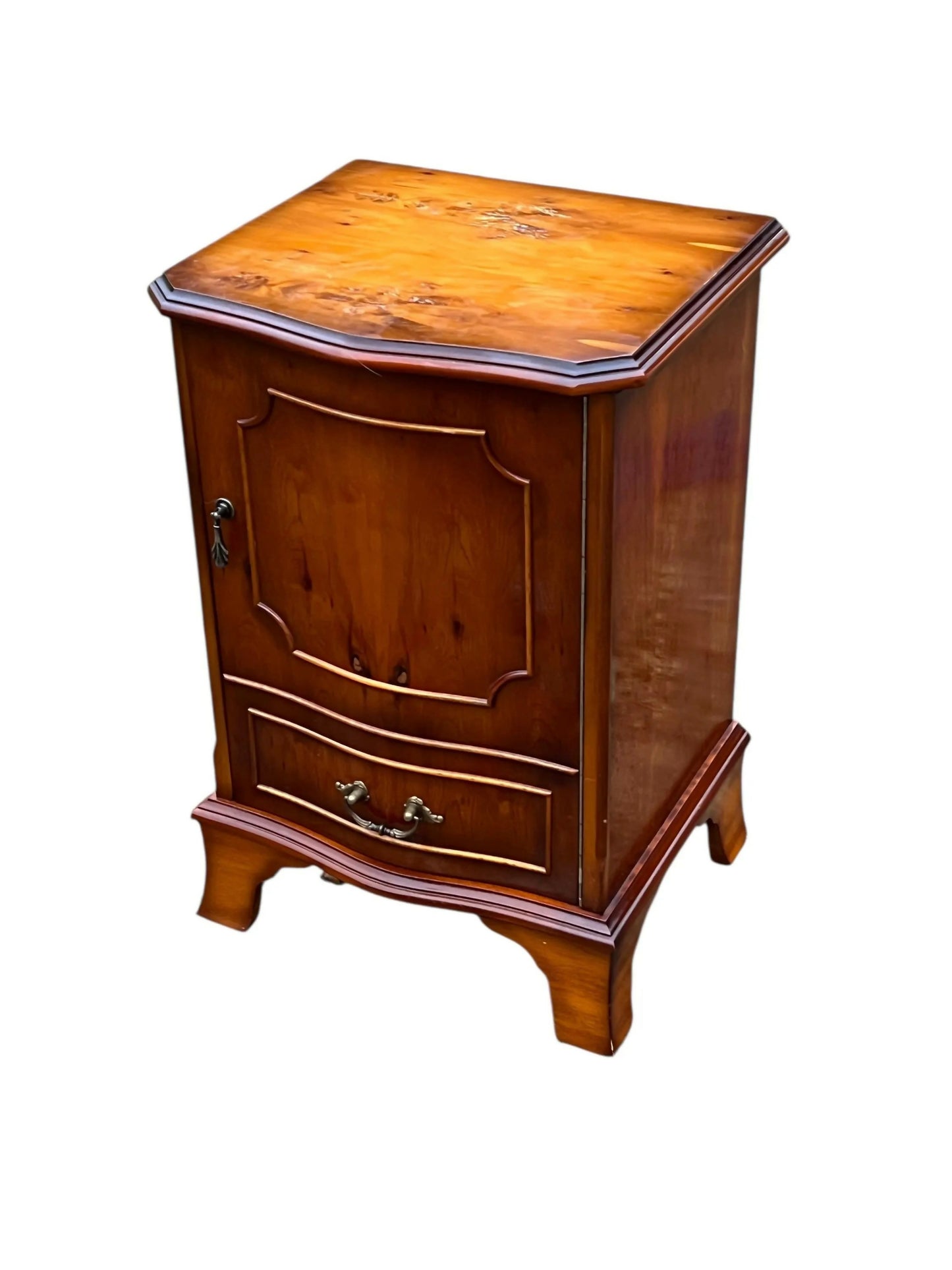 Vintage Georgian style Yew media unit / bedside chest