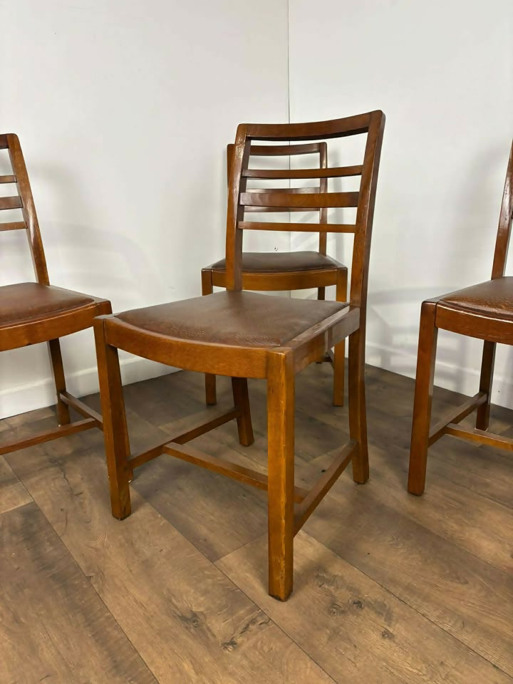 Set Of Four Mid Century Oak Dining Chairs
