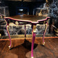 Vintage French Style Occasional Table In Burgundy & Gold Statement Accent